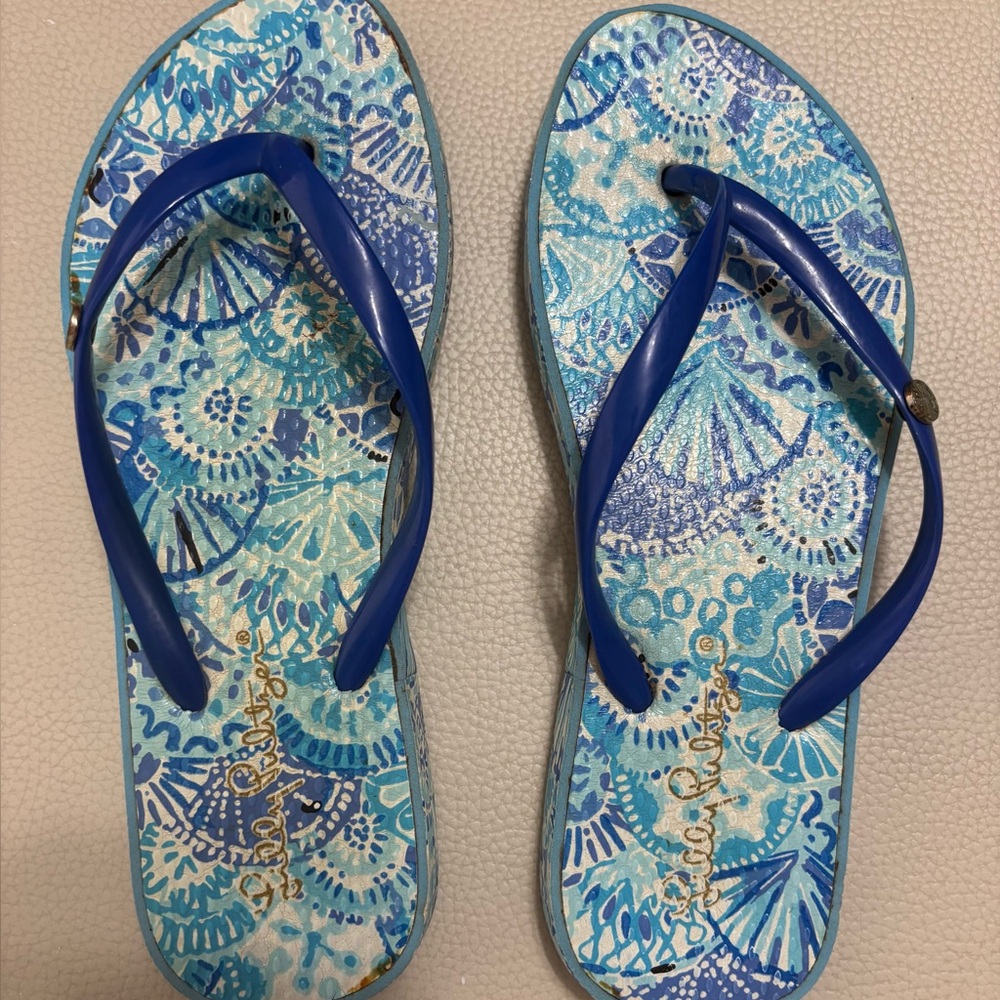 Lilly Pulitzer Blue Flip Flops